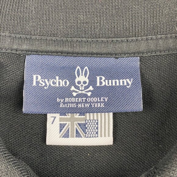 Psycho Bunny Polo Men's Size 7 (XL) 100% Pima Cotton Shirt Black - Picture 6 of 11